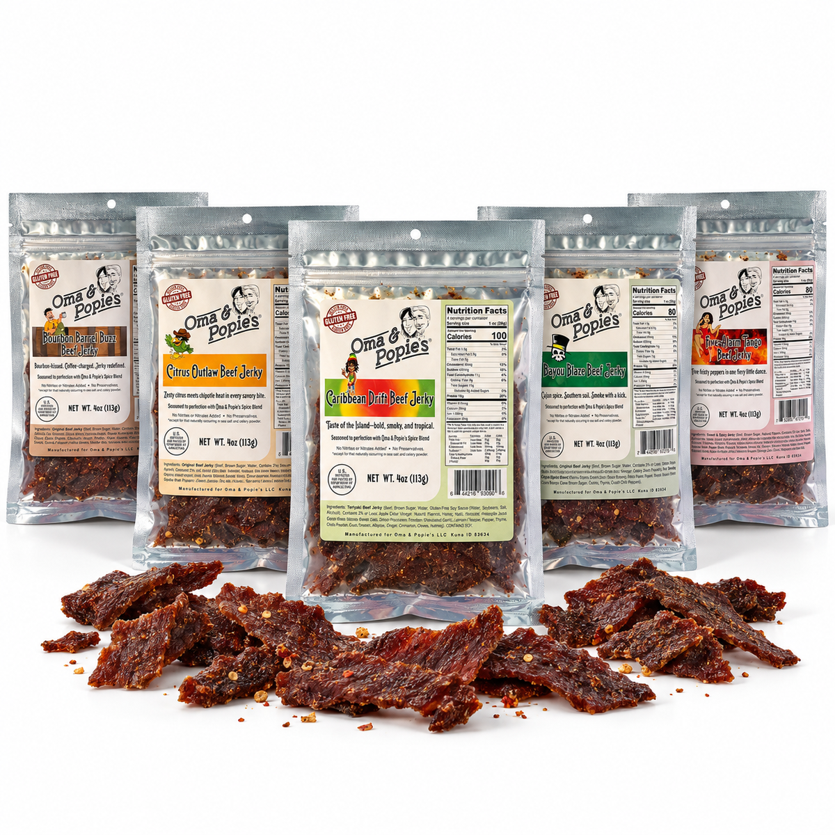 Oma and Popie’s Beef Jerky Variety 5 Pack