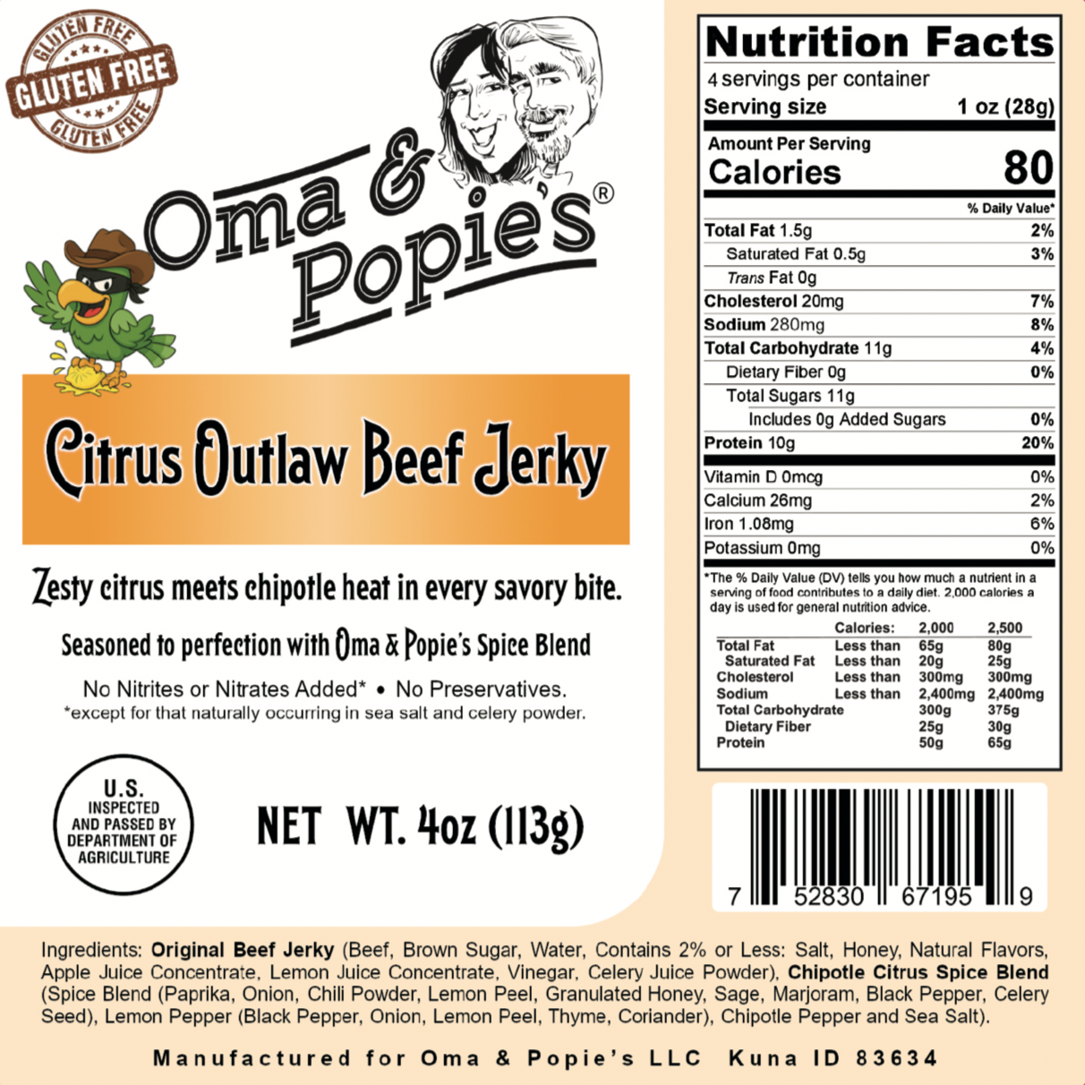 Beef Jerky - Citrus Outlaw