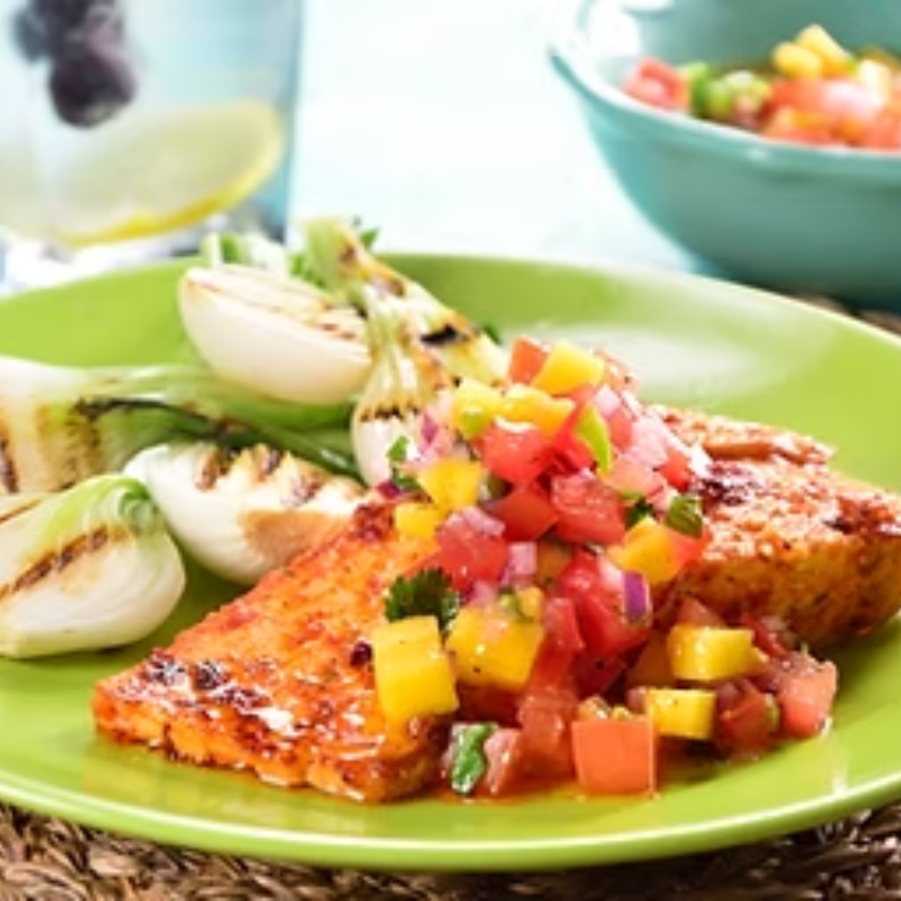 Hawt Mess Salmon with Mango Pico De Gallo