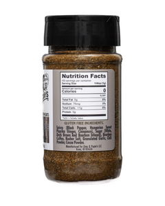 Spice jar with nutrition facts label on a white background