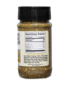 Spice jar with nutrition facts label on a white background